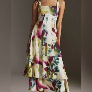 Anthropologie Cream Smocked Detail Garment